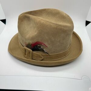 DOBBS Avanti Suede Canvas Beige Trilby Fedora Hat Men's 7 1/8‌‌‌‌‌‌